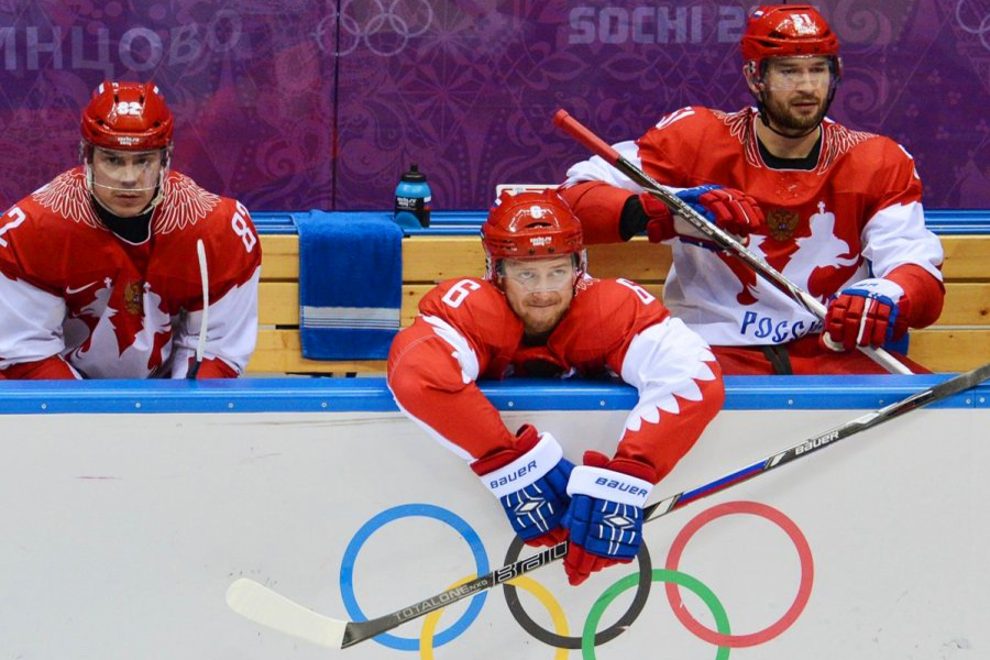 Хоккеисты сборной России на Олимпиаде в Сочи-2014. © Reuters/Scanpix